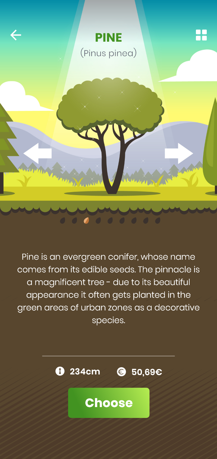 screenshot from GoPlant app, info about trees